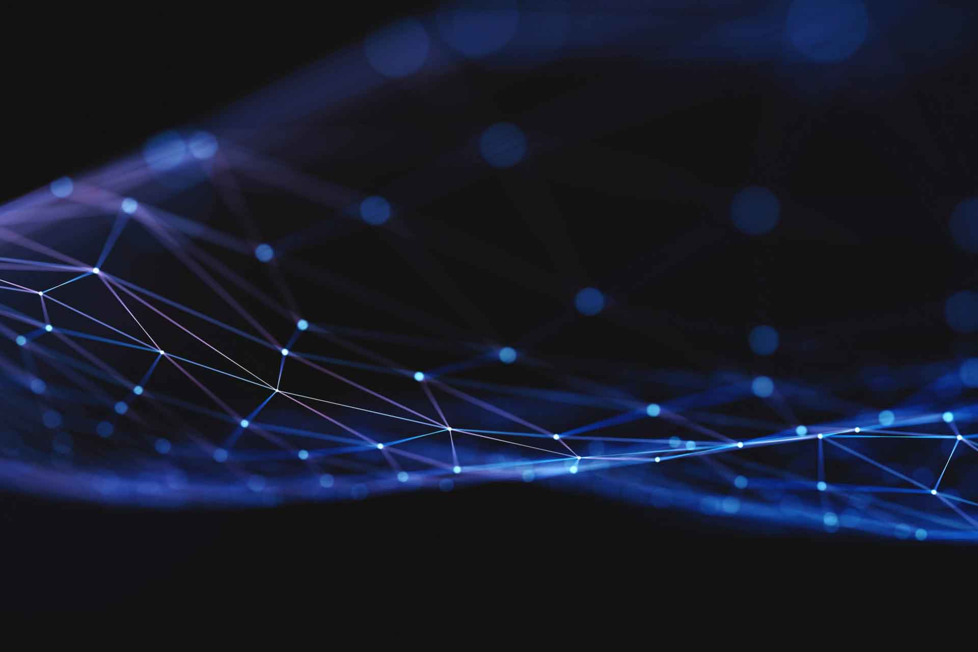 Fundo escuro tecnológico com conexões digitais azuis